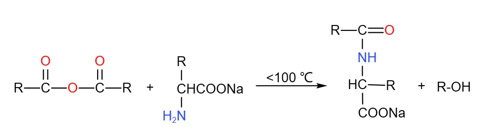 Synthesis Processes of Anionic Amino Acid Surfactants 5 Figure 4: Acylation reaction of sodium amino acid and fatty acid anhydride