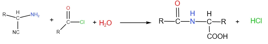 Synthesis Processes of Anionic Amino Acid Surfactants 6 Figure 5: Fatty nitrile hydrolysis acylation reaction